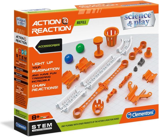 Clementoni - Actie & Reactie - Toebehoren, uitbreidingsset - constructiespeelgoed, knikkerbaan, bouwset voor kinderen