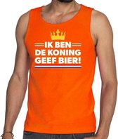 Oranje Ik ben de Koning geef bier tanktop / mouwloos shirt - Singlet voor heren - Koningsdag kleding S