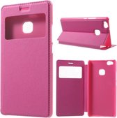 Huawei P9 Lite view cover wallet hoesje hot pink