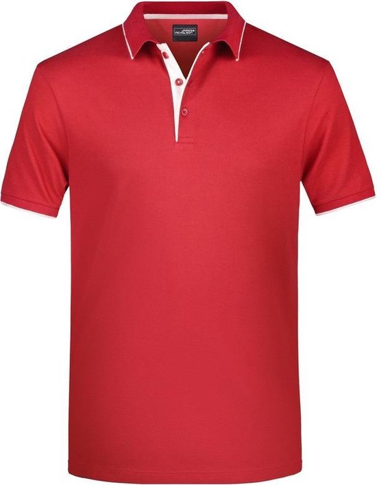 Polo shirt Golf Pro premium rood/wit voor heren - Rode herenkleding - Werkkleding/zakelijke kleding polo t-shirt L