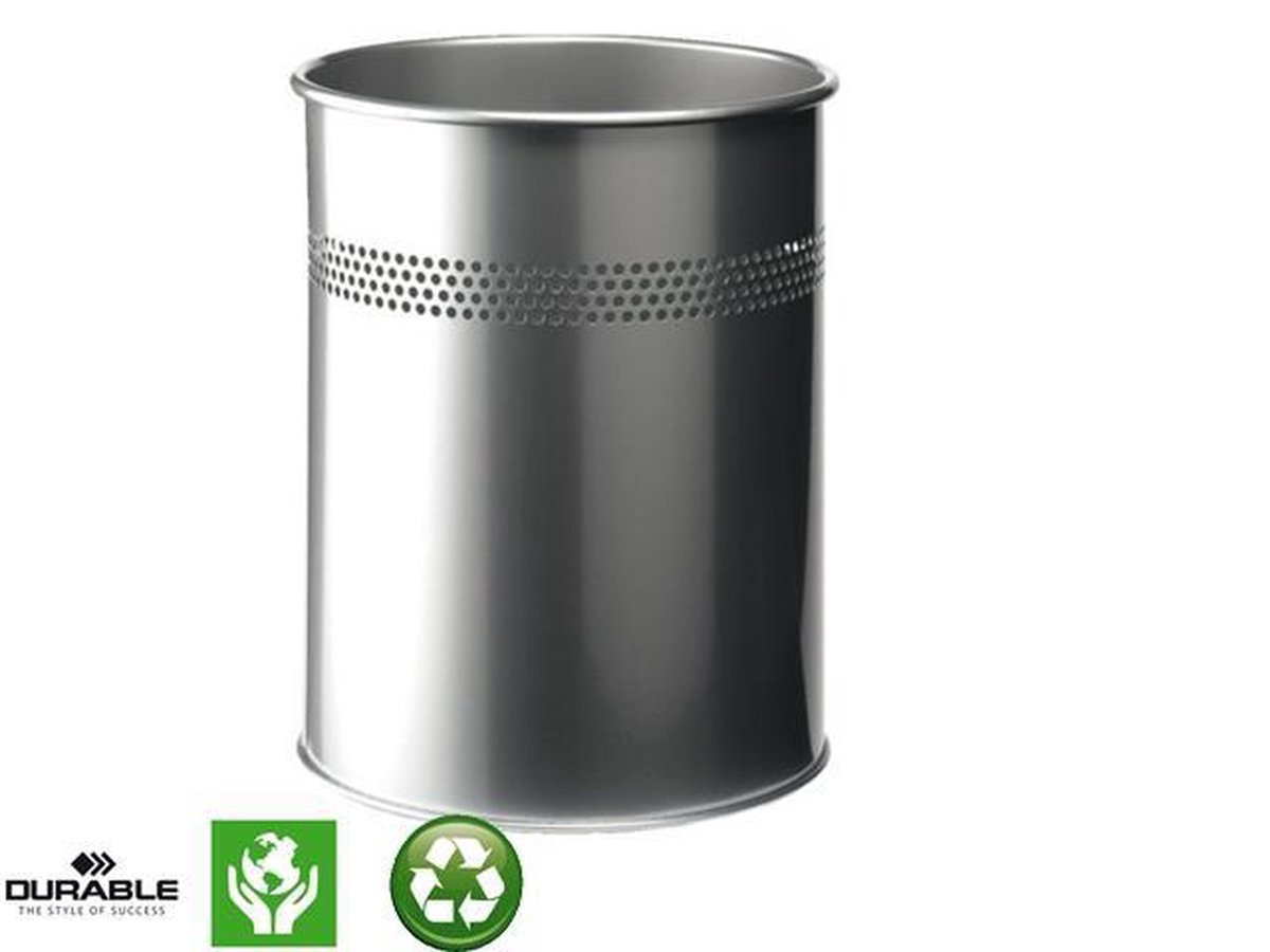 Goedkoopste Papierbak Durable 3300-23 15liter 30mm perforatie zilver