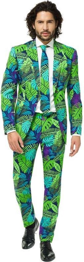 vermomming periodieke tekort Grote maten heren kostuum Juicy Jungle tropische/botanische bladeren print  - Opposuits... | bol.com