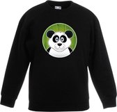 Kinder sweater zwart met vrolijke panda print - pandas trui 3-4 jaar (98/104)