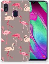 Geschikt voor Samsung Galaxy A40 TPU-siliconen Hoesje Flamingo