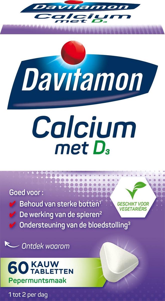 Davitamon Calcium met vitamine D3 - Pepermuntsmaak - Voedingssupplement