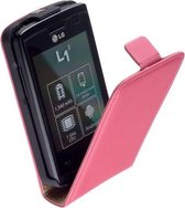 LG L1-2 E410 Leder Flip Case hoesje Roze