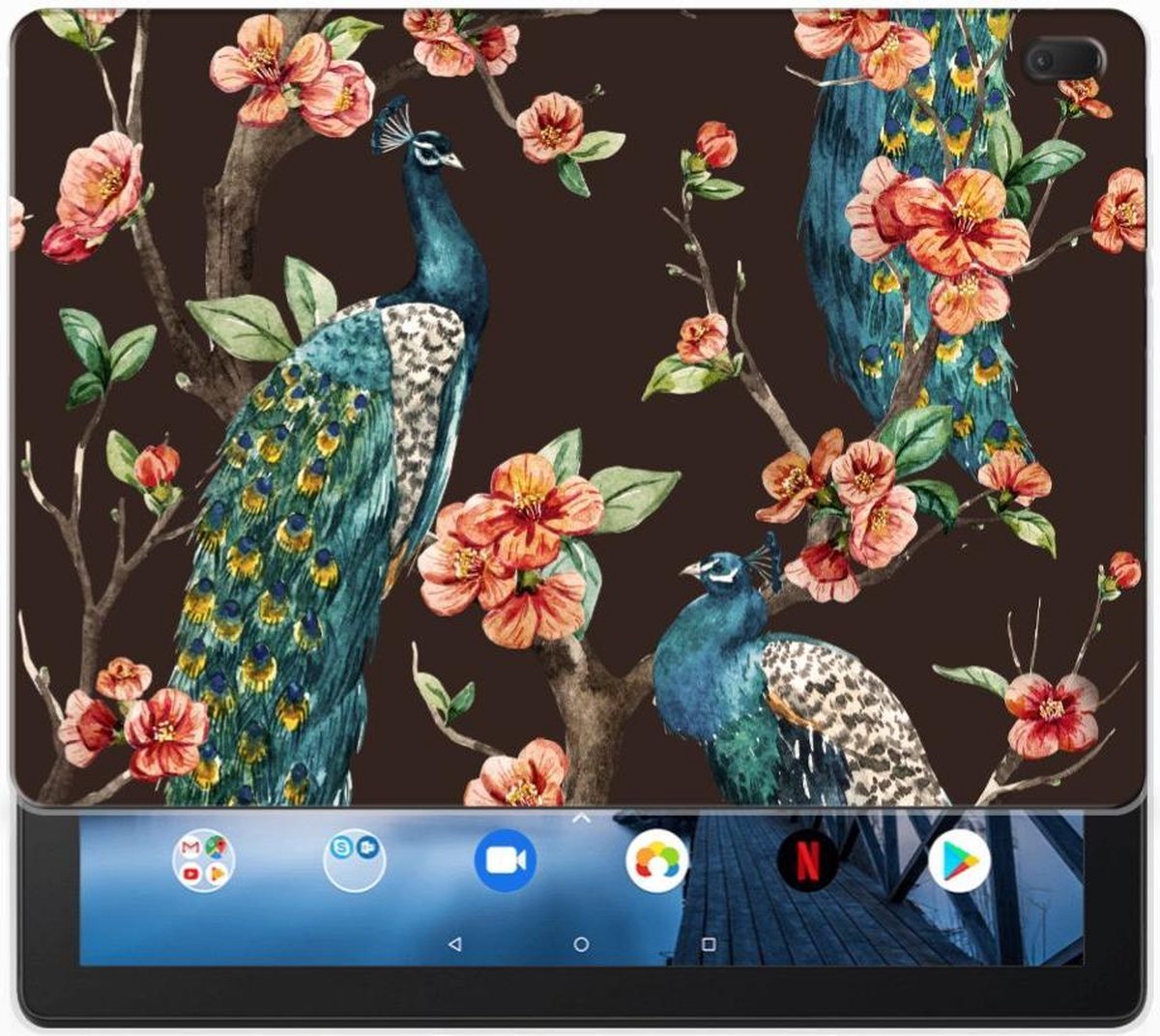 Lenovo Tab E10 Back Case Pauw met Bloemen