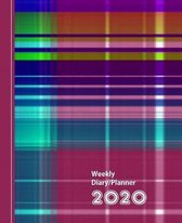Planners One Year 2020- Colorful Checks And Stripes Design