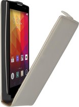 Wit premium leder flipcase voor de LG Spirit