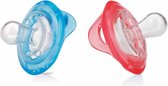 Nûby - 2 Natural Flex™ Cherry Fopspenen - Blauw & Rood - 0-6m