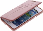Bruin TPU Book Case Flip Cover Hoesje Lijn Motief Samsung Galaxy Core Plus / Trend 3