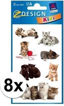 8x Kitten stickers 3 vellen - dieren stickers