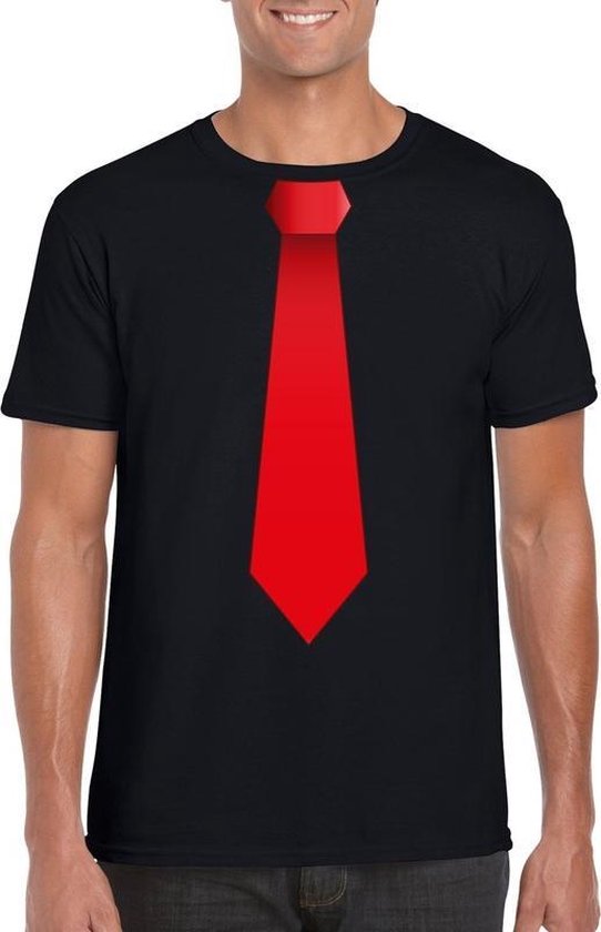 T-shirt noir avec cravate rouge homme S | bol
