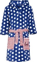 Blauwe badjas/ochtendjas met witte stippen print voor kinderen. 98/104 (4-5 jr)