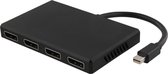 DELTACO DP-911, Mini DisplayPort naar 4x DisplayPort MST hub, 3840x2160 in 60Hz, zwart