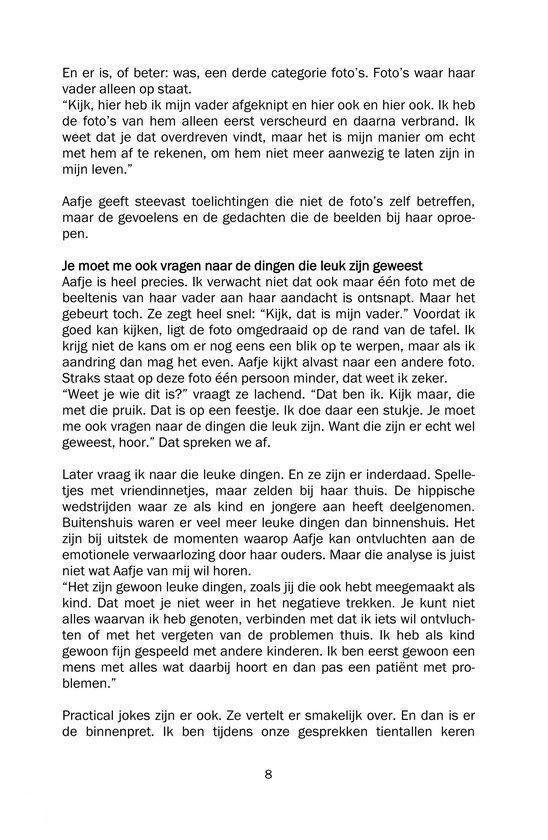 Tekst over Aafje's foto's en herinneringen.