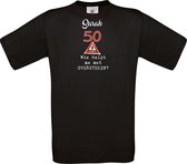 T-shirt - unisex - Wie helpt me met oversteken - Sarah - 50 jaar - zwart - maat L