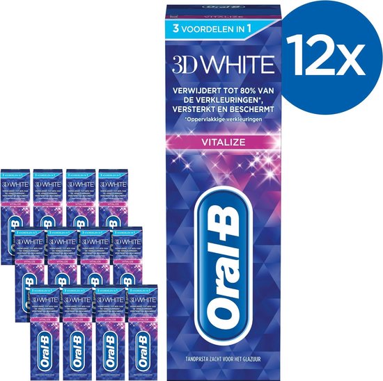Oral-B 3D White Vitalize - Voordeelverpakking 12x75 ml - Tandpasta - Oral B