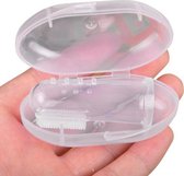 Baby tandenborstel vingertandenborstel kindertandenborstel op vinger siliconen inclusief transparant doosje