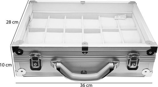 Aluminium koffer met Handvat voor Armbanden & Horloges 18 Vakken | bol.com