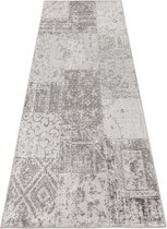 Vlakweef loper Denain Elle Decoration - grijs/crème 80x200 cm