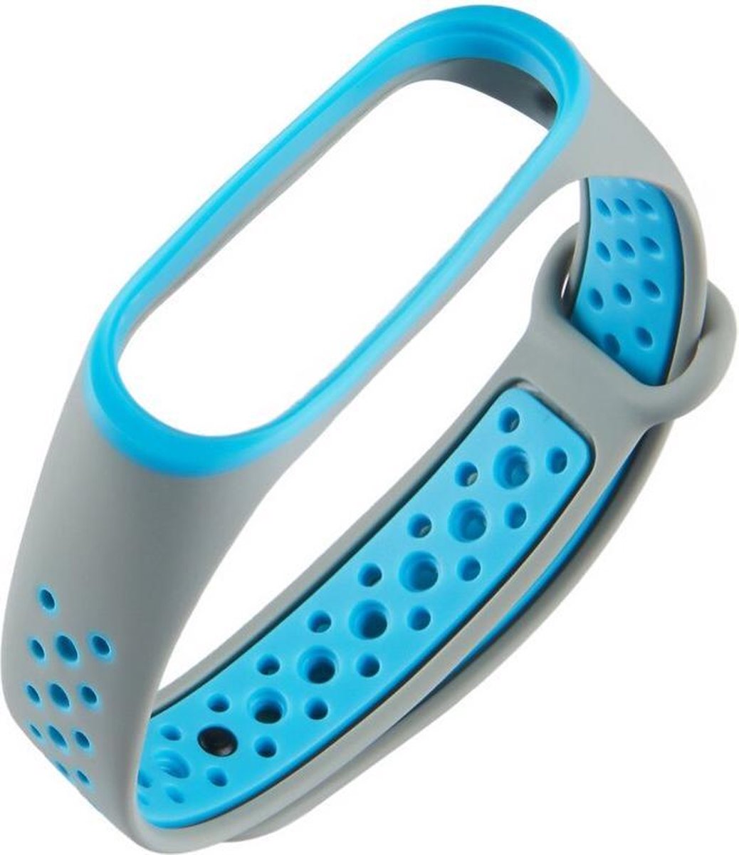 KELERINO. Siliconen bandje geschikt voor Xiaomi Mi Band 3 / 4 - Grijs / Blauw