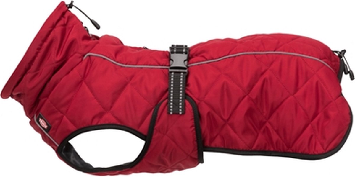 Bol.com Hondenjas Trixie Minot Rood 50cm - Gewatteerd Fleece, Reflecterende Strepen, Verstelbare Buikriem aanbieding