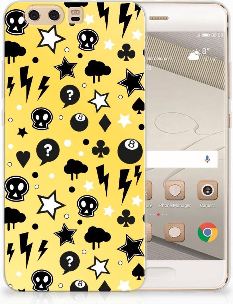 Back Cover voor Silicone Back Case Huawei P10 Plus Punk Geel