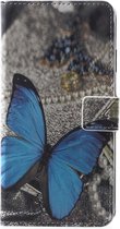 Shop4 - iPhone Xr Hoesje - Wallet Case Vlinder Blauw