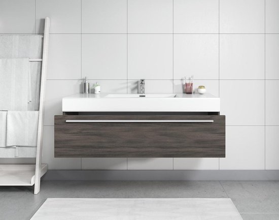 Badplaats Meuble salle de bain Garcia 120cm Chêne foncé - Meuble avec  lavabo | bol.com