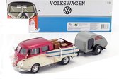 Volkswagen Bus T1 Pick-Up Week at the Beach Set violet / crème / grijs ..1/24 Motormax
