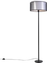 QAZQA simplo - Design Vloerlamp | Staande Lamp met kap - 1 lichts - H 1670 mm - Zwart -  Woonkamer | Slaapkamer | Keuken
