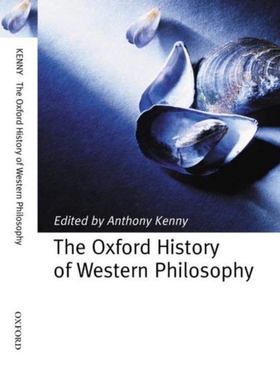 De voorkant van het boek 'The Oxford History of Western Philosophy', geredigeerd door Anthony Kenny. Met schelpen op de cover.