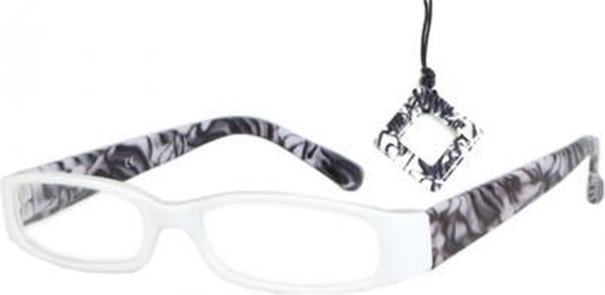 Leesbril Hip m/hanger wit/zwart gem + 2.0