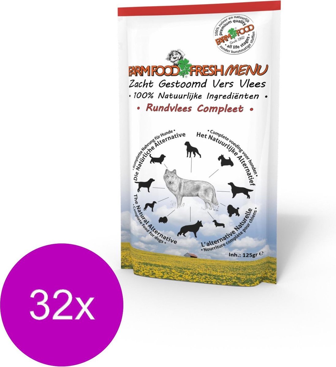 Farm Food Fresh Menu Rundvlees - Hondenvoer - 32 x 125 g