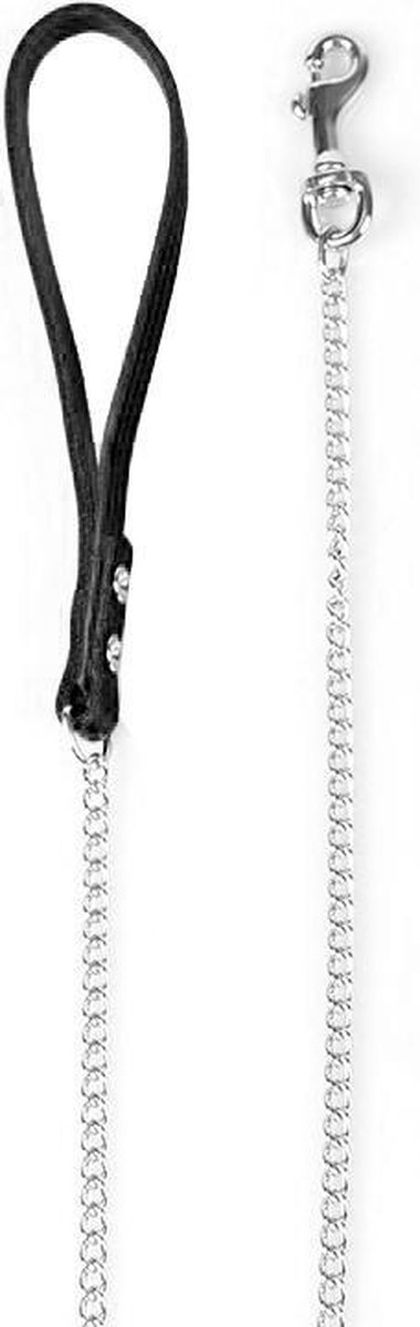 Hondenketting met leren handvat - small