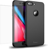 iPaky Apple iPhone 7 Plus / iPhone 8 Plus hoesje, 360 Graden Hoesje Iphone 7 Plus / iPhone 8 Plus - Full Protection Cover Hoesje met Tempered Glass - zwart