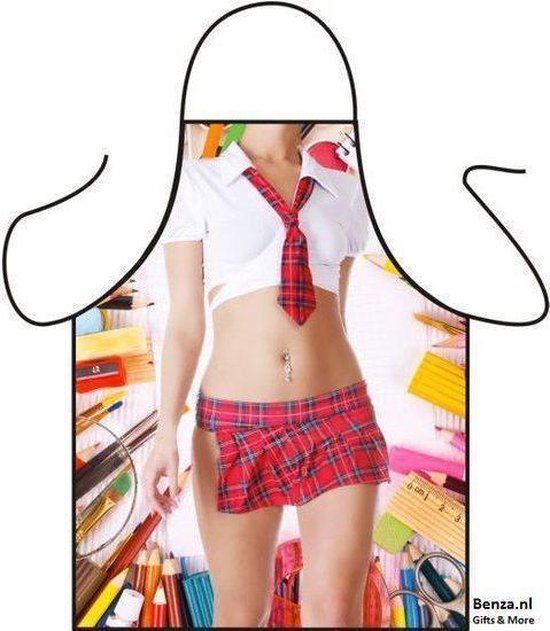 Benza Schort Schoolmeisje/Schoolgirl - Sexy/Leuke/Grappige/Mooie Keukenschort
