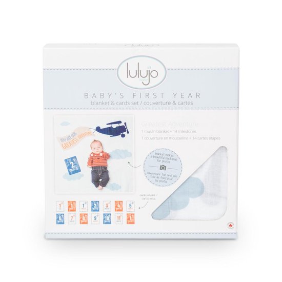 Lulujo Baby's First Year swaddle & cards - Greatest Adventure