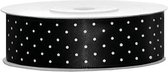 Satijn lint zwart dots 25mm/rol 25m