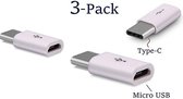 Set van 3 verloop adapter Micro USB-adapter naar USB 3.1 Type-C - wit