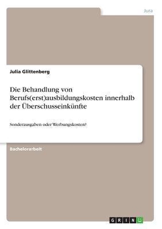 Die Behandlung von Berufs(erst)ausbildungskosten innerhalb d ... - cover