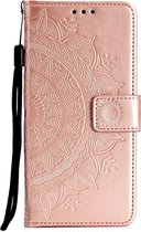 Shop4 - Huawei Y7 2019 Hoesje - Wallet Case Mandala Patroon Rosé Goud