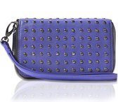 Decoded Leather Zip Wallet - Portemonnee met Studs - óók voor iPhone 4 / 5 / 5s / SE - Blauw