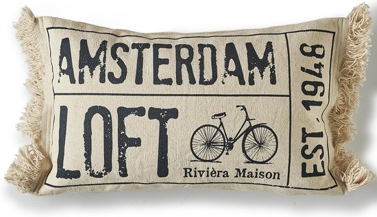 Rivièra Maison - Amsterdam Loft Pillow Cover 50x30 - Sierkussen - Creme -  Katoen | bol.com