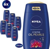 NIVEA Crème Oil Pearls Kersenbloesem - 6 x 250 ml - Voordeelverpakking - Douchecrème