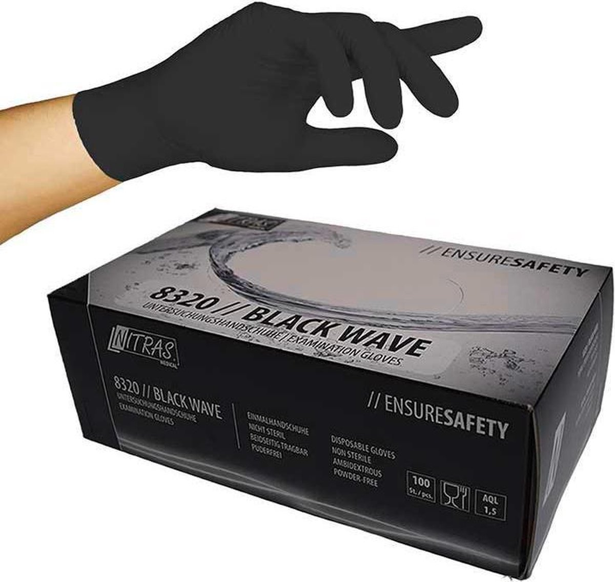 Goedkoopste Nitrile black wave handschoenen poeder vrij maat XL (100 Stuks