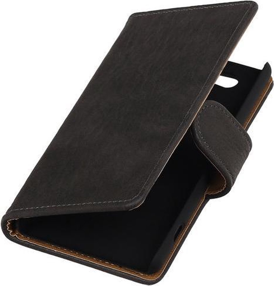 Sony Xperia Z4 Compact Bark Hout Bookstyle Wallet Hoesje Grijs - Cover Case Hoes