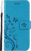 Shop4 - Huawei Y6 2019 Hoesje - Wallet Case Vlinder Patroon Blauw