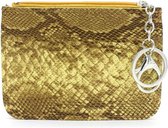 Portemonnee met Sleutelhanger - PU Imitatie Slangenleer - Ritssluiting - 12x9 cm - Geel - Dielay